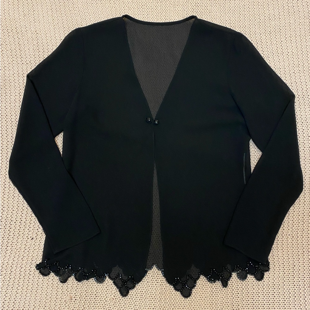 ✰ black sheer cardigan with beaded detailing ✰